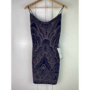 NWT Jump Apparel Women's S Slate Blue Glitter Mini Bodycon Cocktail Party Dress